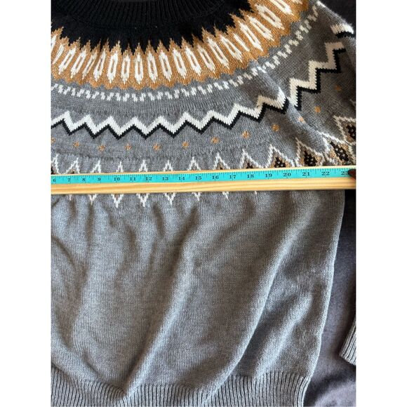 Crown & Ivy Womens Nordic Knit Sweater Size 3X Fair Isle Preppy Fall Ski Lodge - Picture 14 of 14